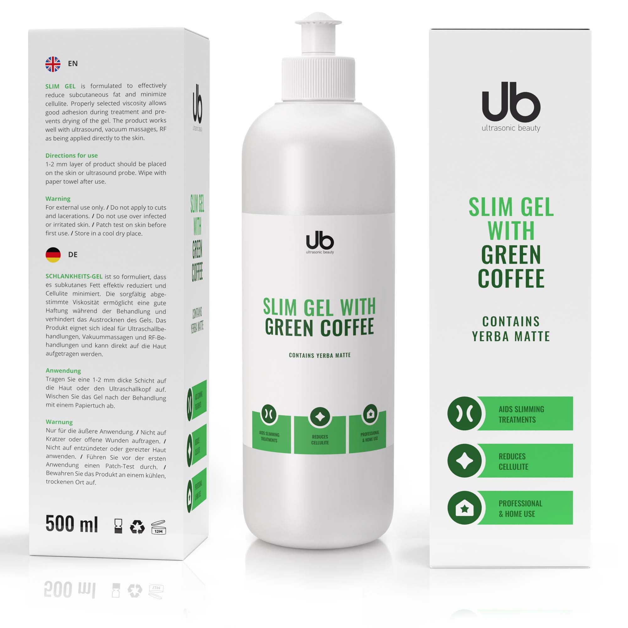 Gel für Ultraschall, Kavitation und Radiofrequenz (RF) mit Koffein | Anti-Cellulite - UB Slim