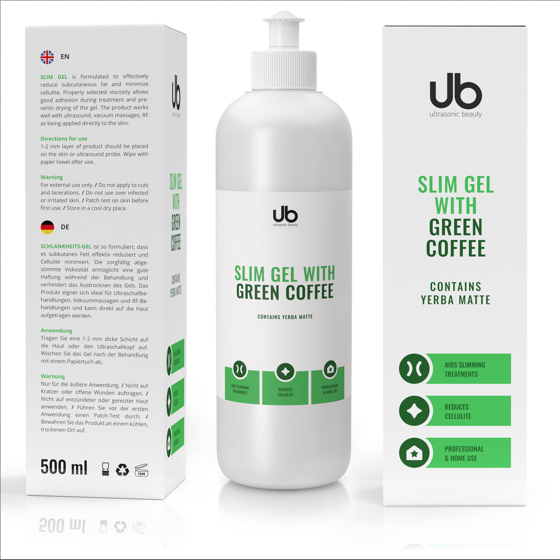 Żel do Ultradźwięków, Kawitacji i Fal Radiowych (RF) z Kofeiną | Antycellulitowy - UB Slim - Ultrasonic Beauty