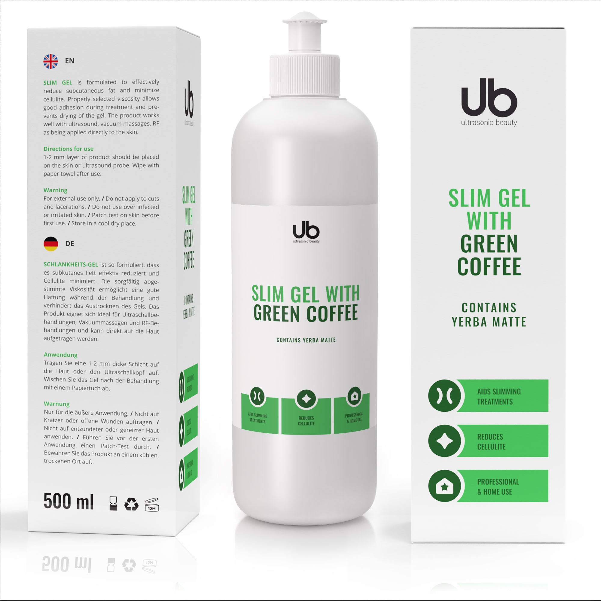 Żel do Ultradźwięków, Kawitacji i Fal Radiowych (RF) z Kofeiną | Antycellulitowy - UB Slim