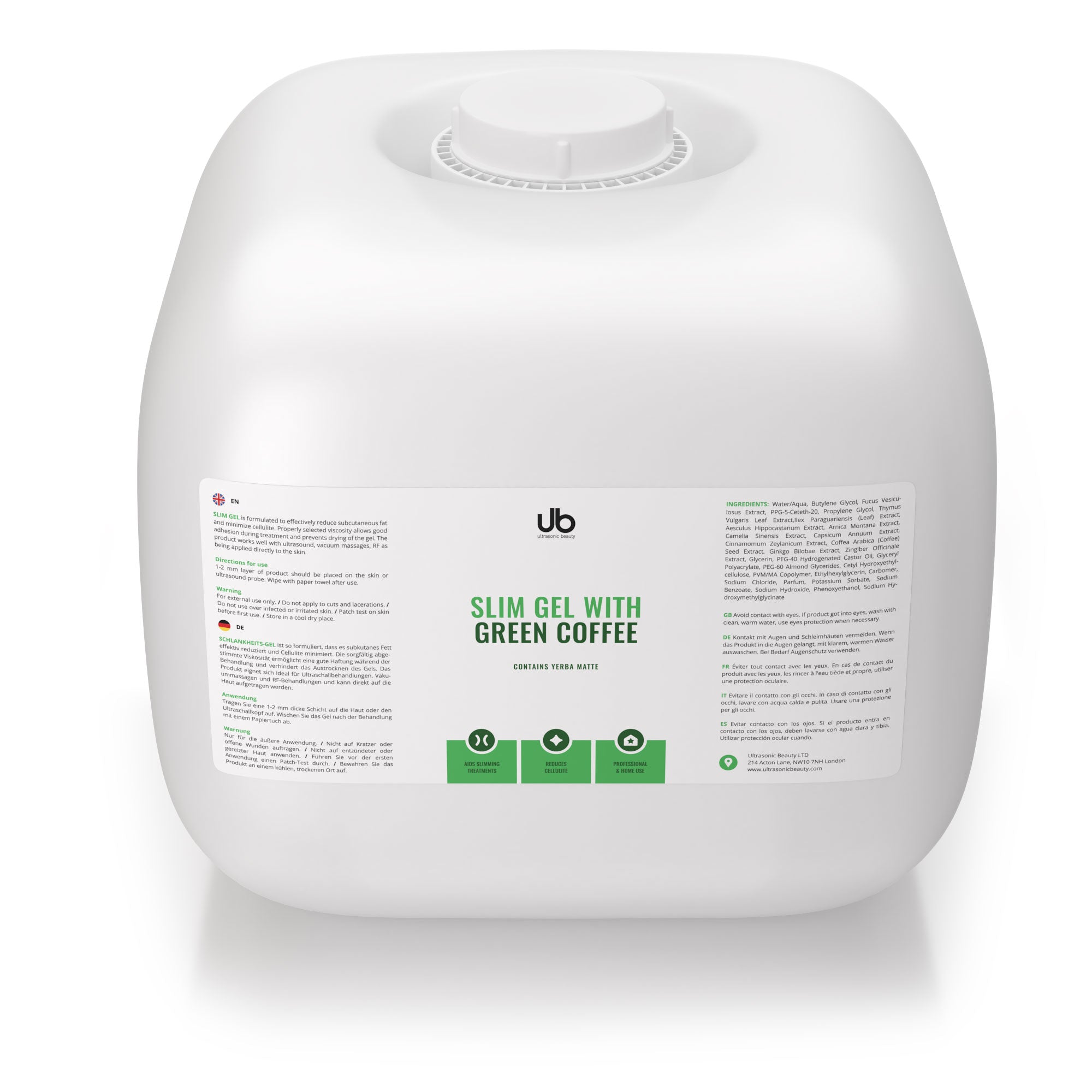 Żel do Ultradźwięków, Kawitacji i Fal Radiowych (RF) z Kofeiną | Antycellulitowy - UB Slim